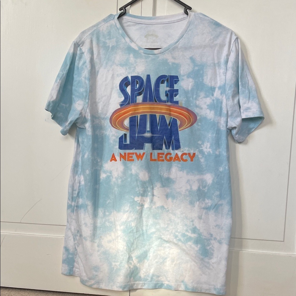 Space Jam A New Legacy Graphic Tie Dye T-Shirt Blue White Mens Medium